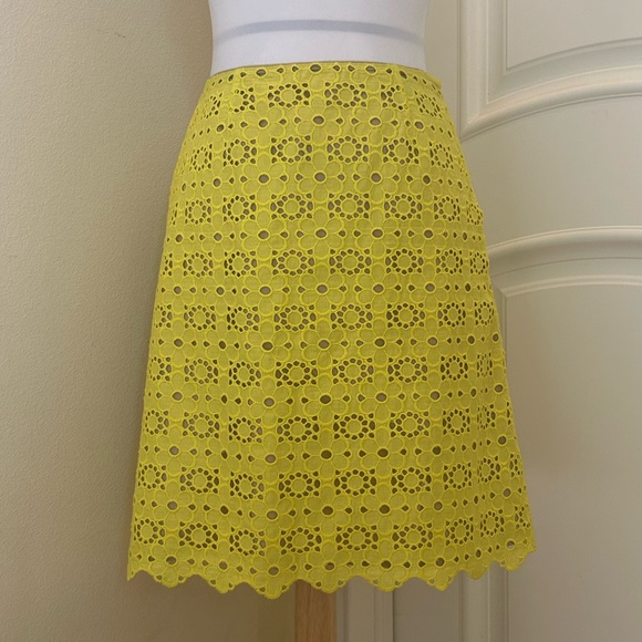 J. Crew Skirts J Crew Yellow Eyelet Skirt With Lining Poshmark